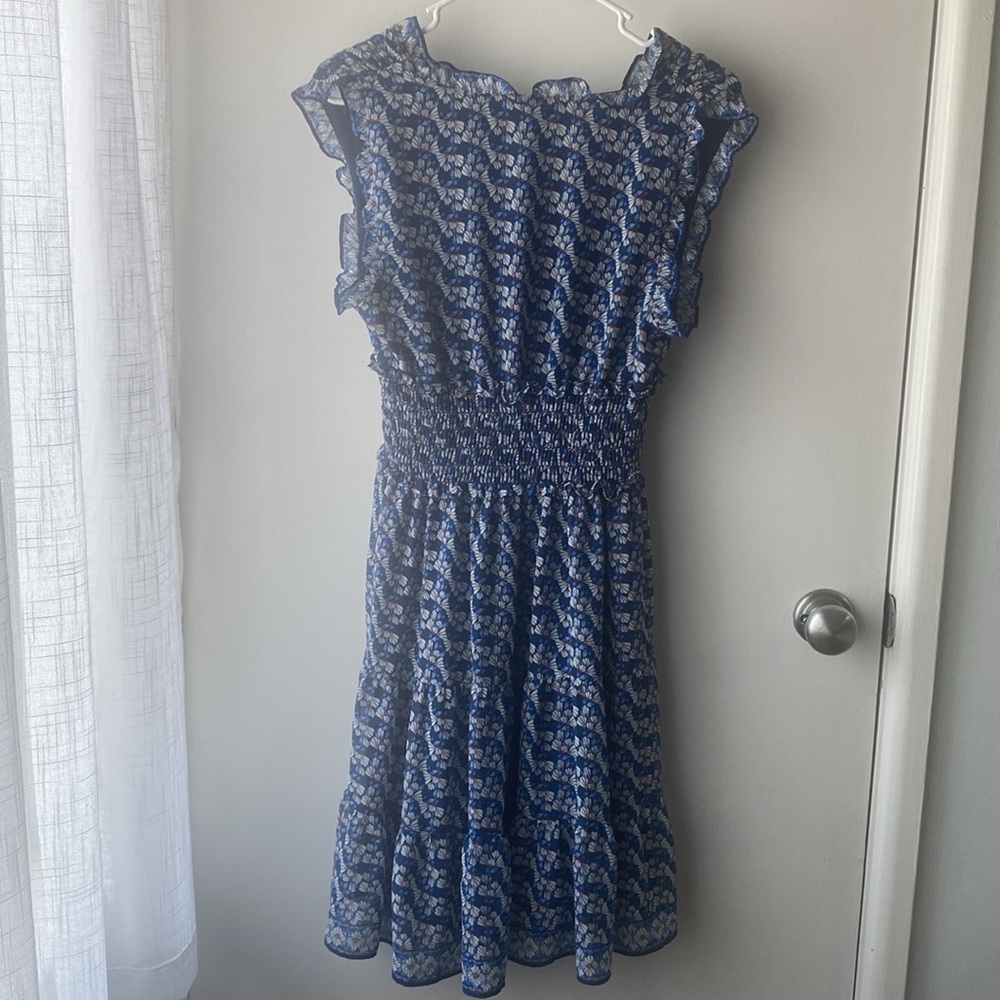 Max Studio Blue and White Sleeveless V-Neck Sundress - Picture 5 of 5